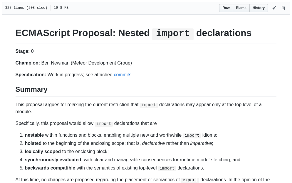 ECMAScript Proposal: Nested import declarations