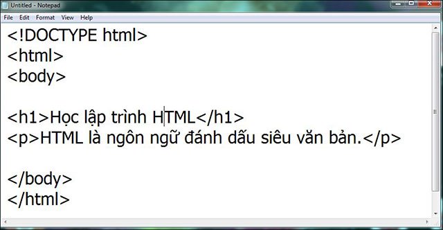 Dán đoạn mã HTML vào Notepad