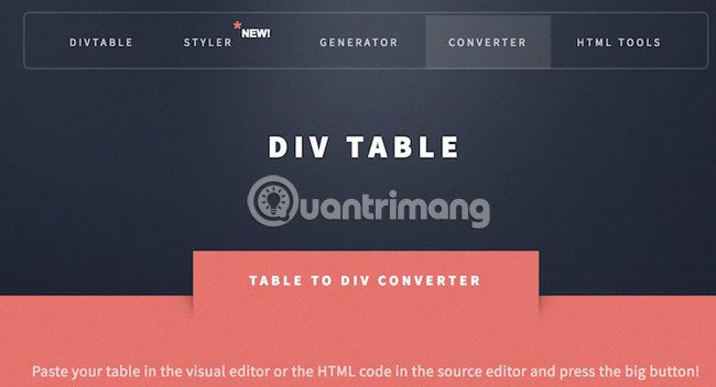 HTML Table to Div Converter