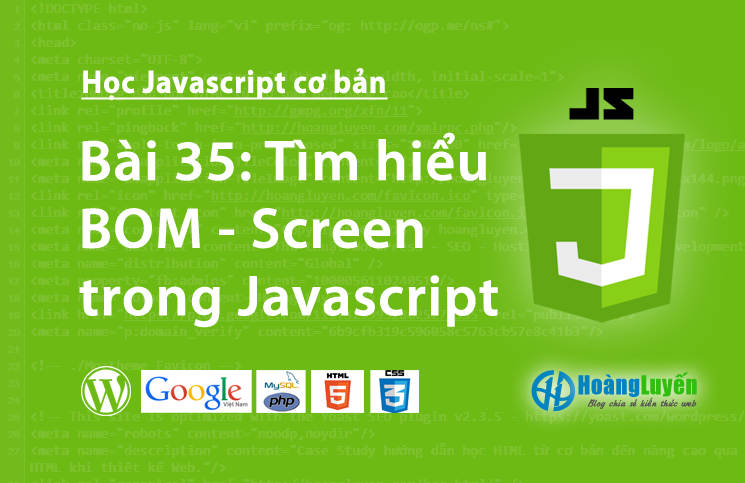 Tìm hiểu BOM - Screen trong Javascript