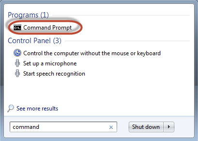 Mở Command Prompt Sử Dụng Search trên Windows 7