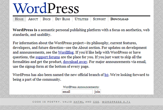 Giao Diện Wordpress Phiên Bản Đầu