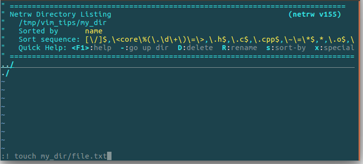 Tạo file trên Vim sử dụng câu lệnh touch trong Shell