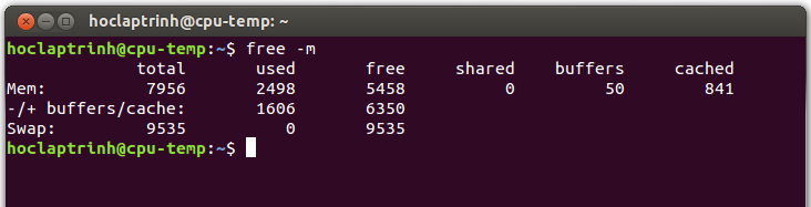 Ubuntu - Kiểm tra dung lượng bộ nhớ RAM