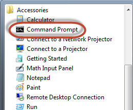 Sử dụng Start Menu để mở Command Prompt trên Windows 7