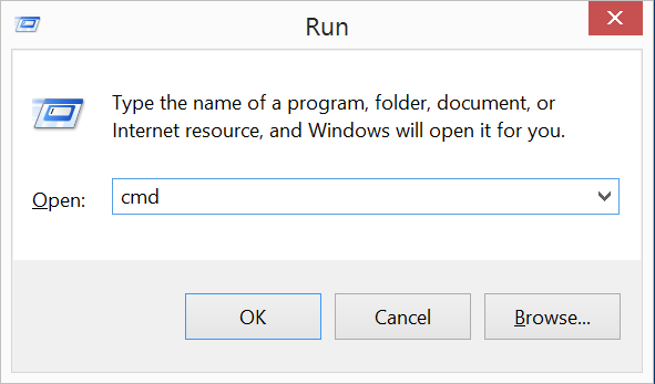 Mở command prompt thông qua Run trên Windows