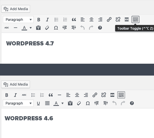 Thay đổi thanh công cụ của editor trong Wordpress 4.7