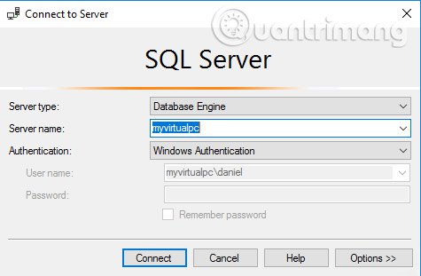 Chọn tên máy chủ SQL