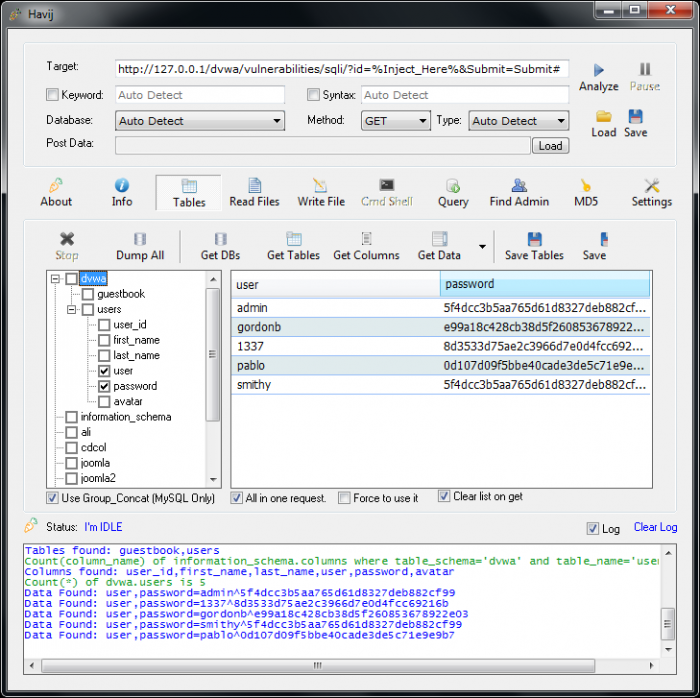 Bản cập nhật Havij 1.17 - Công cụ tự động tìm kiếm và khai thác lỗ hổng SQL Injection