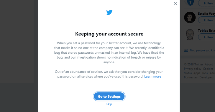 Twitter vô ý phơi bày mật khẩu của người dùng 