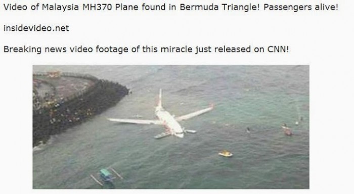 Thủ đoạn dùng tin MH370 để lừa đảo trên Facebook