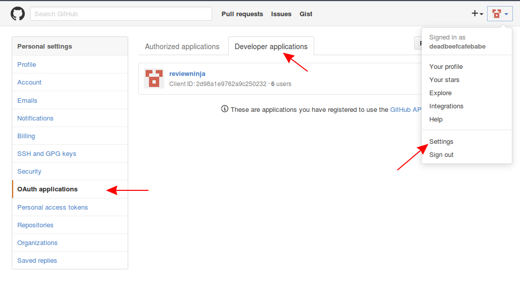 New GitHub OAuth application form
