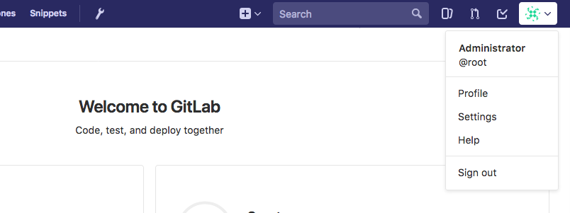 GitLab profile settings button