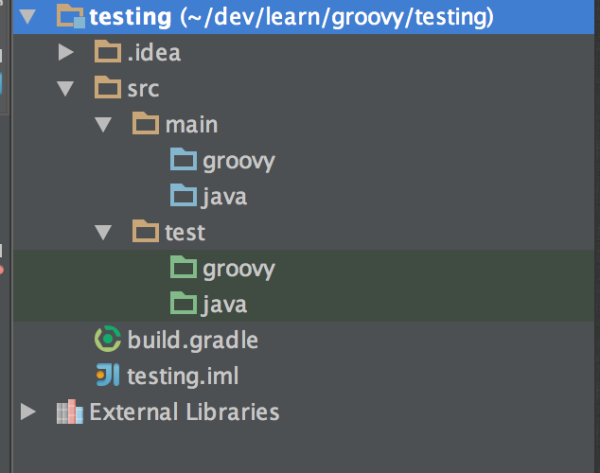 Một project gồm groovy và java được mở bằng IntelliJ