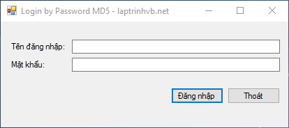 Đăng nhập bằng mật khẩu mã hóa MD5 với VB.NET