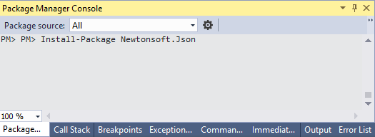 nuget console packet
