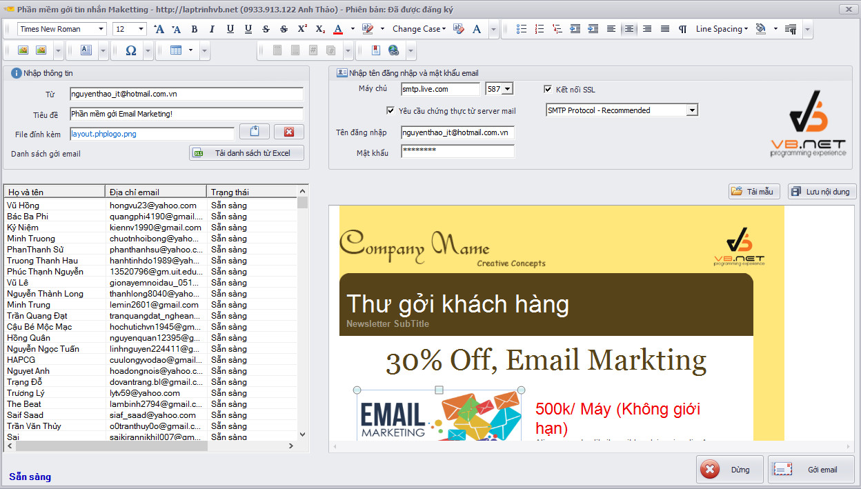 Phần mềm gởi email marketing hàng loạt