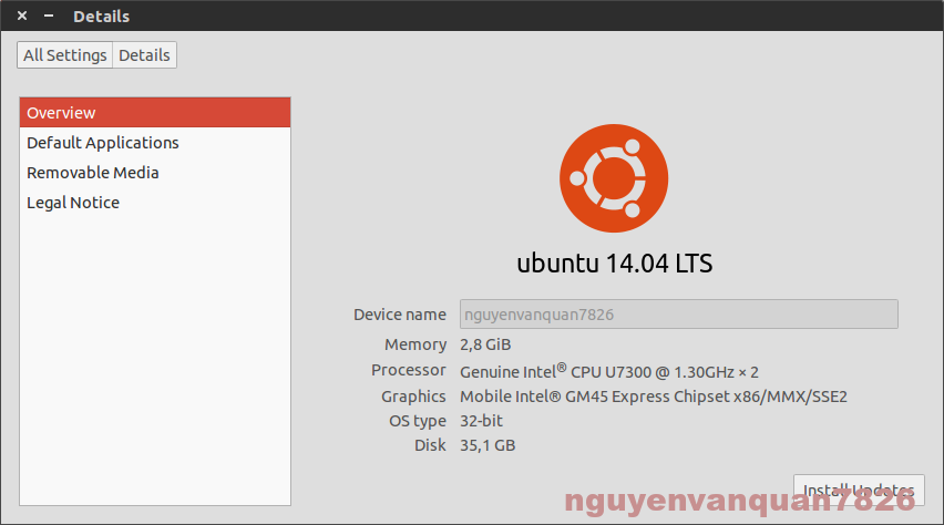 xem cấu hình máy tính trong ubuntu