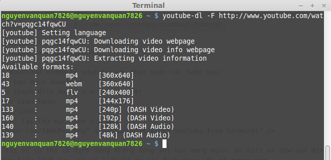downlod video youtube from terminal