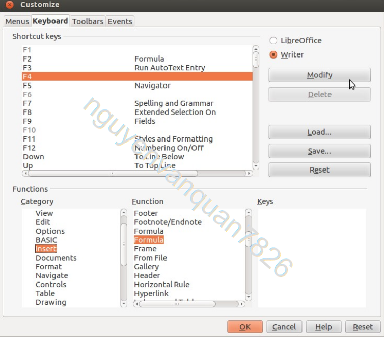 công thức toán học trong LibreOffice