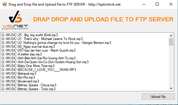 Hướng dẫn lập trình upload file lên FTP server vb.net