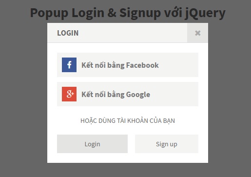 Thiết kế mẫu login & signup form với leanModal.js