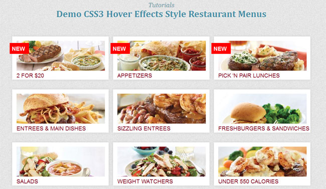 Thiết kế menu nhà hàng với hiệu ứng hover bằng CSS3