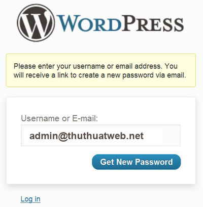 Cách tạo mới mật khẩu admin