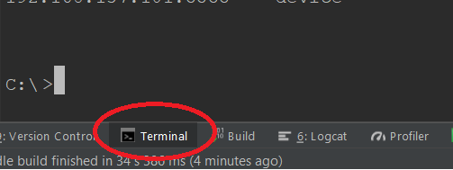Sử dụng Terminal trong android studio
