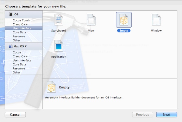 New Empty Interface Builder File