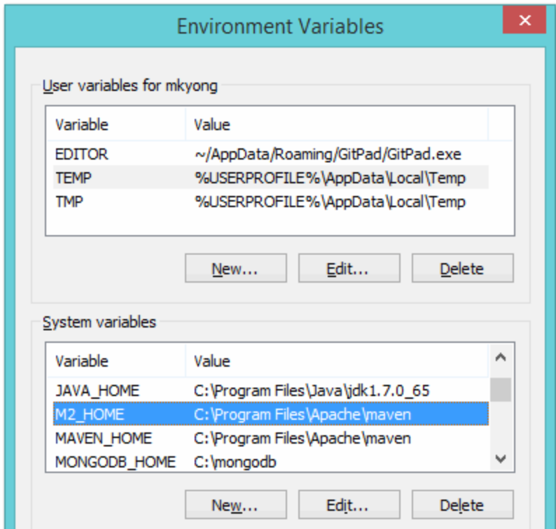 Java temp. Переменные среды для java. "Edit the System environment variables".