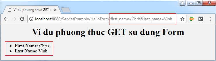 Ví dụ phương thức GET sử dụng Form