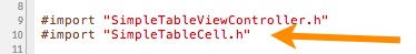 SimpleTableView Controller Import