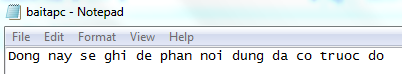 Biên dịch và chạy chương trình trên để tạo một baitapc.txt