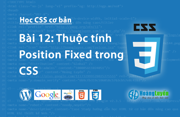 Thuộc tính Position Fixed trong CSS