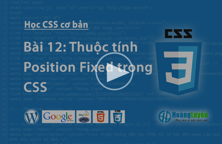 Video thuộc tính Position:fixed trong CSS