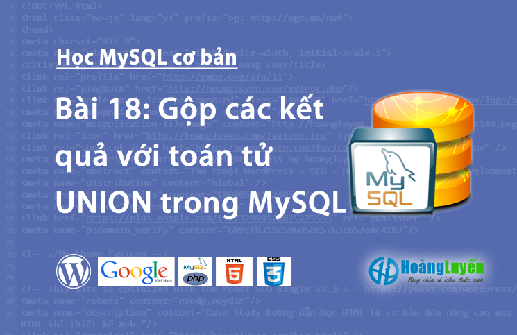Gộp các kết quả với toán tử UNION trong MySQL