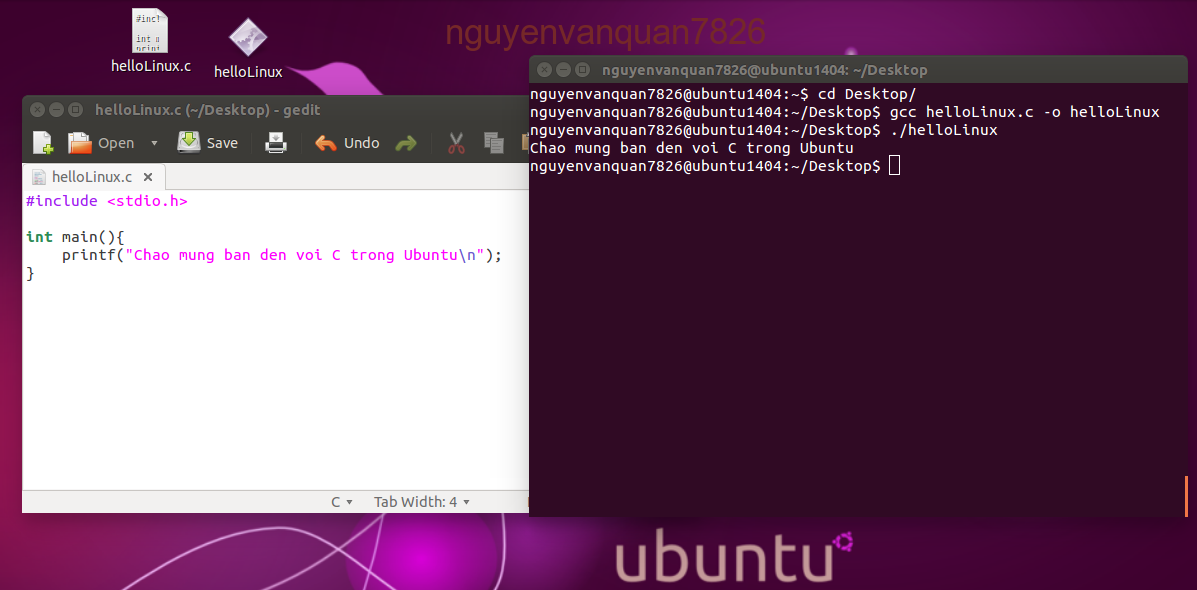 lập trình C trong ubuntu