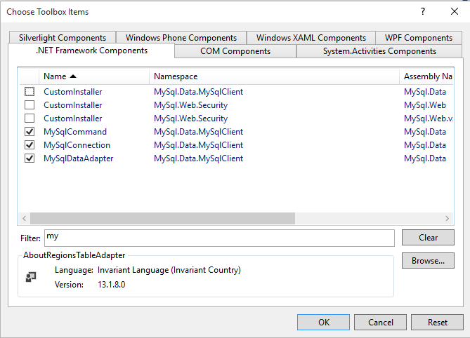 import mysql connector vào vb.net