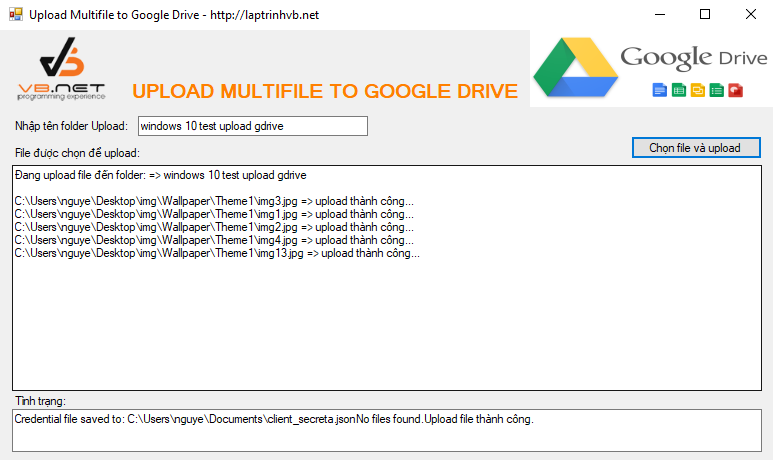 upload multi file to google drive c#