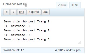 Cách chia bài viết wordpress thành nhiều trang