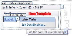 Edit DataBindings trong template GridView