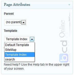 Set page template cho page