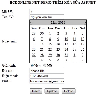 Chức năng Update - sửa trong ASP.Net