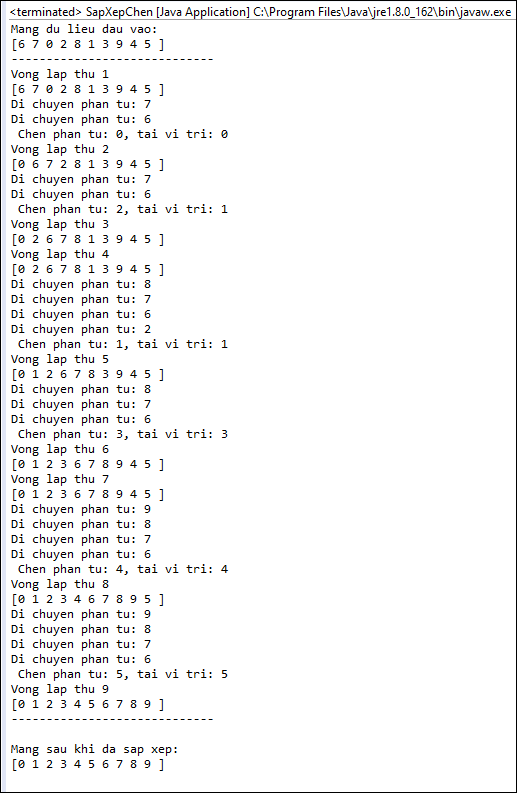 Sắp xếp chèn (Insertion Sort) trong Java