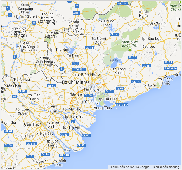 Hiển thị bản đồ google map thành phố Hồ Chí Minh ở dạng xóa Default UI