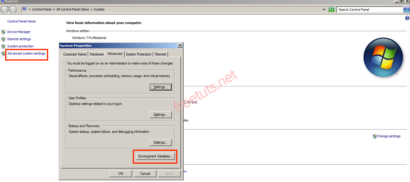 mở cửa sổ advanced system