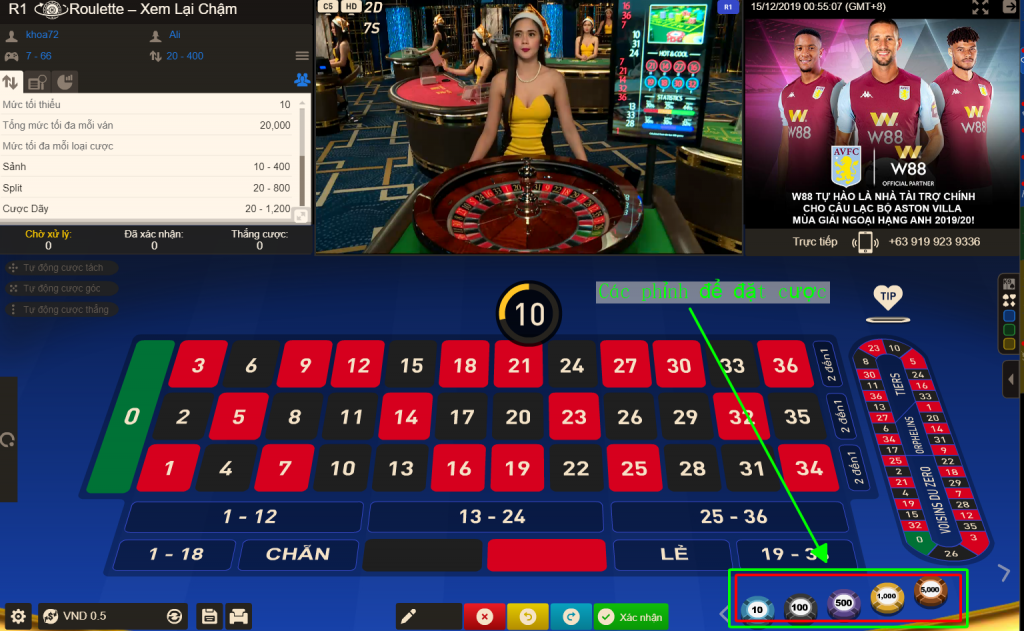 roulette online tại w88